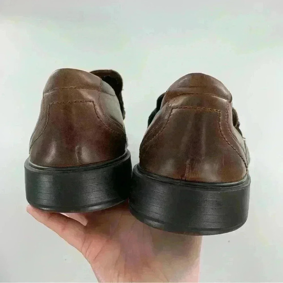 Ecco mens flats size 45 11-11.5 brown leather slip on orthopedic comfort career main image 7